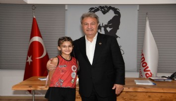 Minik şampiyondan Başkan İduğ’a ziyaret