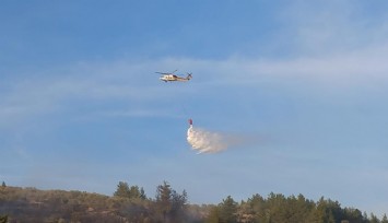 Menteşe'deki yangına havadan müdahale