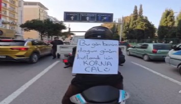 İzmir’de kadın motosiklet sürücüsüne kornalı doğum günü kutlaması